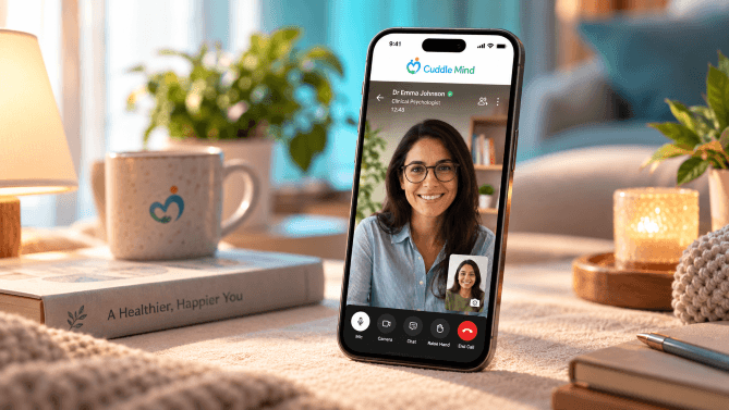 CuddleMind app mockup